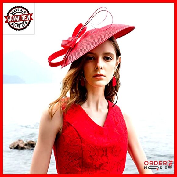 Straw Fedora Wide Brim Fascinator Hat Dual-Wear Design for Special Occasions